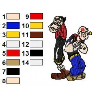 Popeye and Olive Oy Embroidery Design